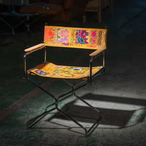 Handmade Embroidered Folding Chair Portable Outdoor Casual Camping Fishing Back Chair Ethnic Retro Style Designer Furniture
