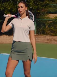 Spring/Summer Sport Suit Prevent See-through A-line Tennis Skirt & Quick-dry Lightweight Short Sleeve Polo Shirt