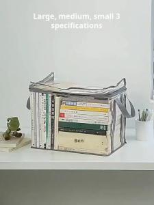 Book Storage Bag Transparent Waterproof Dust Storage Bag Multi-function Organizer with Zipper - Paez Official