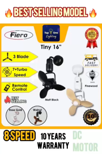 🔥NEW🔥FIERO TINY 16" Designer Wall Fan 7+TURBO Speed Remote Control Ceiling /Wall Mounted Ceiling Fan Kipas Dinding