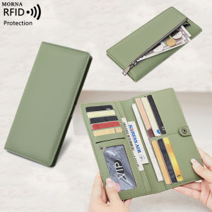 MORNA Hot selling RFID Womens Long Wallet PU Leather Handbag With Multiple Card Slots Coin Zipper Wallet Womens Mobile Wallet