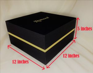 Personalized Big Gift Box XL12" x 12" x 6" Sturdy Reusable High Quality Special Paper Cover Imported from Italy Black w/ Gold Accent Ideal for Curating Gifts for Launch Kits & PR boxes