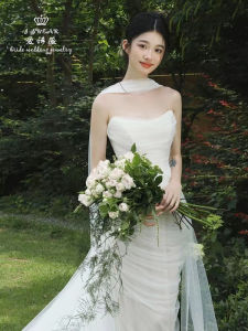 Ashiwei ผ้าพันคอยาวเกาหลี เรียบหรู พรางหุ่น งานแต่งงาน เดรส ผ้าคลุมไหล่อุปกรณ์เสริมเจ้าสาวอบสด ผ้าไหม ผ้าพันคอไหล่เส้นด้ายสําหรับผู้หญิง