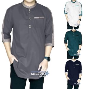 Baju Koko Lengan 3Per4 Qurta Jumbo Pria Model TerbaruTerkiniTermurah dan Terlaris Seljuk Fashion