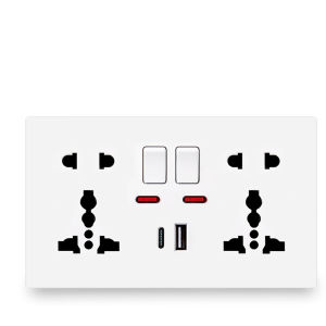 13A British Five Hole USB Power Wall Socket Multi-Function Universal Fast Charge Hong Kong And Mac Version with Switch Panel