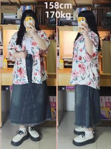 Retro Denim A-Line Mini Skirt Womens Spring Autumn plus Size Conceal Belly High Waist Midi Skirt Korean Style Pure Color