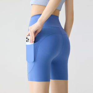 MiiOW | Ice Silk Thin Yoga Pants Women Summer High Waist Fitness Riding Shorts Shark Shape Pocket Butt Lifting Cycling Trousers