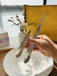 Creative Mediterranean Style 18-10 Stainless Steel Spoon Matte Finish Ice Spoon Coffee Spoon Dessert Fork Watermelon Long Spoon Fork