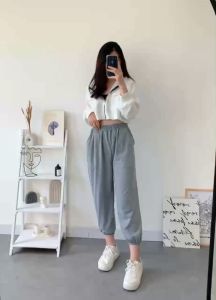 GRACIOUSTYLE Celana Jogger Panjang Training Trening Pria Wanita M L XL bahan CattonFleece