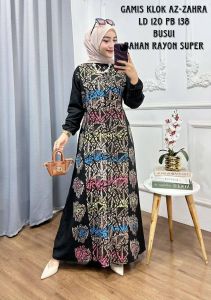 Gamis jumbo cap babar pindo kombinasi cap colet gamis batik lengan panjang kain rayon tebal berkualitas