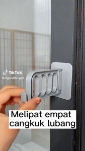 Hanger lipat 4 ubang hook gantungan baju tempel dinding NEw serbaguna