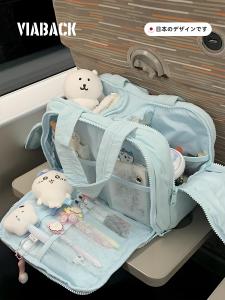 Portable Travel Makeup Bag Womens Lightweight Large Capacity Cosmetic Storage Organizer Viaback Square Nylon Purse