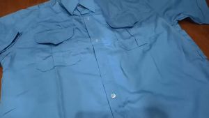 Áo đồng phục bảo vệ màu xanh dương may kèm 2 logo - đủ size