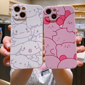 Cute Cartoon Cinnamon Dog Star Kirby Silicone Phone Case Full Cover for Apple 12 pro Max iPhone 15 8 plus 16 Anti-Fall 6S 7 13 Mini 14 pro XS Max