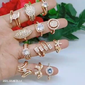 Cincin Perhiasan Aksesoris Titanium Tembaga Rodium Xuping Dewasa Perhiasan Lapis Emas 18 24 Karat G1-C1