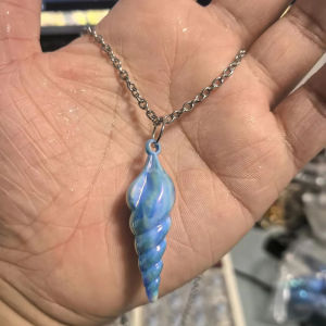Game Stardew Valley Mermaids Pendant Cosplay Necklace Blue Screw Pendant Choker Fashion Collarbone Chain Accessories