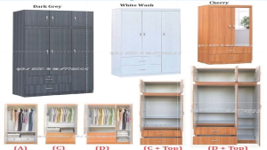 YHL Mix & Match 2/3 Doors Solid Plywood Wardrobe With Soft Closing Hinges Door
