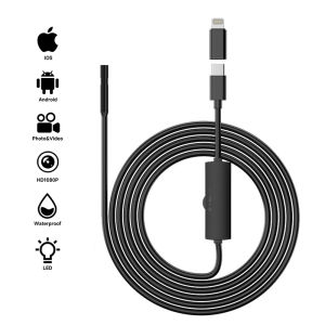 TYPE-C Industrial Endoscope HD1080P 8MM/5.5MM Probe Car Pipe Inspection Borescope Camera LEDs Waterproof for IOS Android Phones