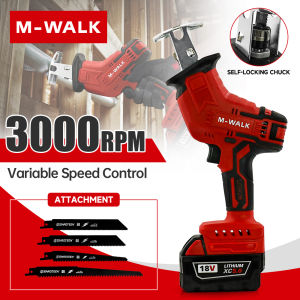 M-WALK Electric Reciprocating Saw Electric Handheld Cutting Saw with Saw Blades Jigsaw Chainsaw Tools Fit 18V Battery