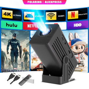 Polaring N6 Android Projector 2025 Upgraded 4K Decode 720P Video Projector Bluetooth HDMIPortable Projector.(US-Plug）