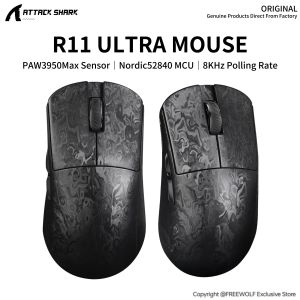ATTACK SHARK | Carbon Fiber Composite R11ULTRA Wireless Gaming Mouse ATTACK SHARK 8K Hz Polling RatePAW3950MAX Sensor300mAhWired/2.4G/BT