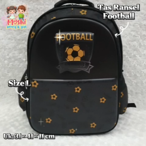 Tas Ransel Sekolah Anak FootBall / Tas Sekolah Gendong Motif Bola / School Bag FootBall / Tas Sekolah Anak Laki-Laki Boy size SD Motif Bola Emas / Tas Sekolah Ransel Bola Gold