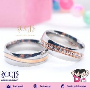 [GRATIS CETAK NAMA] Cincin Couple Titanium Anti Karat R09 | Cincin Pasangan | Cincin Hadiah | Cincin Lamaran | Cincin Tunangan | Aksesoris Pria Wanita