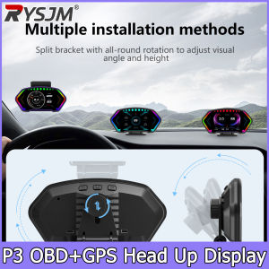 RYSJM | P3 Digital Speedometer Slope Meter Gauge OBD2+GPS Head-up Display Smart On-board Computer Tachometer Water&Oil Temperature Meter
