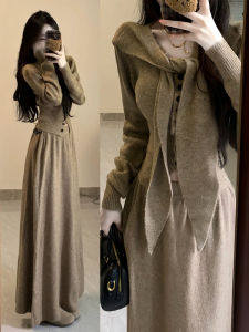 ZHENMANZI | Bộ Đầm Sweater Len Thời Trang Mùa Thu Sớm