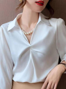 Áo Sơ Mi Dài Tay Thanh Lịch Thiết Kế Giảm Giá Mùa Xuân Thu Cỡ Nhỏ Ôm Vừa Vặn Thời Trang Đường Phố Cổ Chữ V Dài Thường