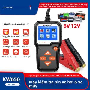 Máy Kiểm Tra Ắc Quy Ô Tô Xe Máy KONNWEI KW650 6V/12V Máy Phân Tích Ắc Quy Tự Động Công Cụ Kiểm Tra Khởi Động Và Sạc 100-2000 CCA Cho Ắc Quy Xe Cộ