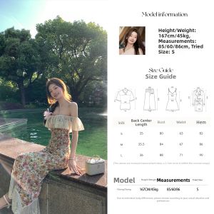 Monet Floral Fashion Outfit Off Shoulder Slim Fit Bustier with Skirt