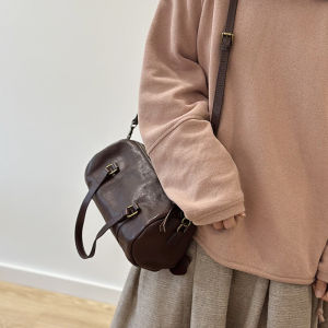 BeeGreen Women Genuine Leather Shoulder Bag Vintage Boston Bag Elegant Small Handbag Minimalist Commuter Bag Versatile Sling Bag