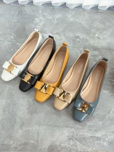 รองเท้าส้นเตี้ย Mary Janes สำหรับผู้หญิง ทรงหัวเหลี่ยม สวมใส่สบาย ด้านในทำจาก PU รองเท้าหนัง PU สำหรับผู้หญิง