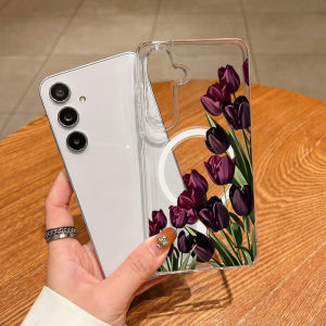Magnetic Phone Case for Samsung Galaxy A57 A56 A54 A37 A36 A35 A25 A17 5G A07 A06 A15 A16 4G Cases Pink Cherry Blossoms Fundas