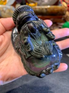 obsidian color 紫绿彩光🌈天然黑曜石雕刻💯 招财辟邪龙龟  高height: 5cm  宽width: 8x6cm  重weight: 0.25kg