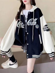 เสื้อแจ็คเก็ตเบสบอลสไตล์วิทยาลัยสำหรับผู้หญิง ฤดูใบไม้ผลิและฤดูใบไม้ร่วง ดีไซน์หรูหรา ทรงหลวม แขนยาว ปกติ คอตั้ง ปกติ