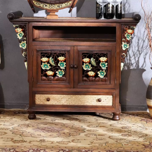 ไม้เนื้อแข็งแกะสลักห้องโถงเก็บตู้เก็บของห้องนั่งเล่นโต๊ะข้างฟักทองดอกไม้รูปแบบตู้สองประตูโรงแรมคลับเฮาส์ตกแต่งตู้ทีวีตู้เก็บของ