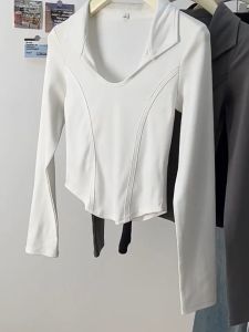 YF004 Crop Top Long Sleeve: Kaos Crop Lengan Panjang