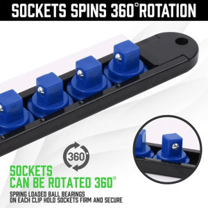 Premium Quality 360° Swivel Socket Organizer Clip Rail Holder 1/4 3/8 1/2 Socket Sliding Stand Sleeve Rail Rack for Tool Storage