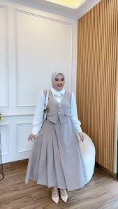 Avika Set Rok Bahan Crinkle Setelan Wanita Kekinian 2024 TikTok One Set Wanita Ootd Hijab Remaja