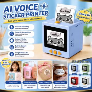 Aitemay Smart AI Voice Mini Thermal Printer with Bluetooth & WiFi – Portable Inkless Sticker Maker for Journals Photos Labels