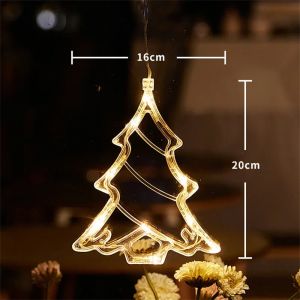 Đèn LED Chạy Bằng Pin Treo Hình Bông Tuyết Ông Già Noel Để Trang Trí Cửa Sổ Giáng Sinh Tại Nhà Xmas Navidad Trang Trí Tiệc Nghỉ Lễ Năm Mới