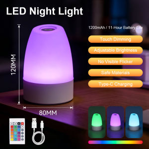 LED Night Light Touch Stepless Dimmable LED Table Lamp USB Rechargeable Bedside Lamp for Bedroom Study Decor Light Sleeping Portable Night Light Kid Gift