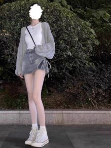 Womens Thin Knitted Short Cardigan Sleeveless V-neck Hollow out Design Summer Casual Outerwear Overalls Tops Fashion