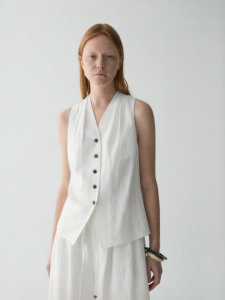 INSIS FEMME | Summer Linen-Cotton Folded Retro Style Tailored Womens Vest