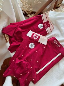 New Year ~ Youth Men Underwear Boxer Shorts Pure Red Thin Cotton Plaid Antibacterial Can Match Couples Pants