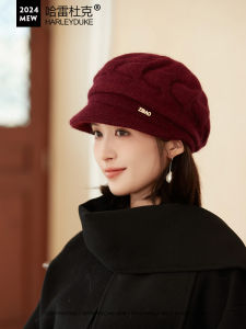 หมวกไหมพรมถักหนาสำหรับฤดูหนาว หมวกบิดขากันลม หมวกไหมพรมป้องกันหูสำหรับผู้หญิงวัยกลางคนและผู้สูงอายุ