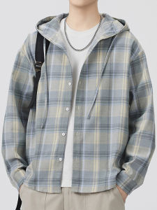 TUCANO Mens Plaid Long Sleeve Shirt Loose Fit American Style Fashionable Autumn Jacket Breathable Polyester Cotton Blend