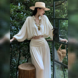DANTING | Stylish Korean Style Elegant White V-Neck Suit